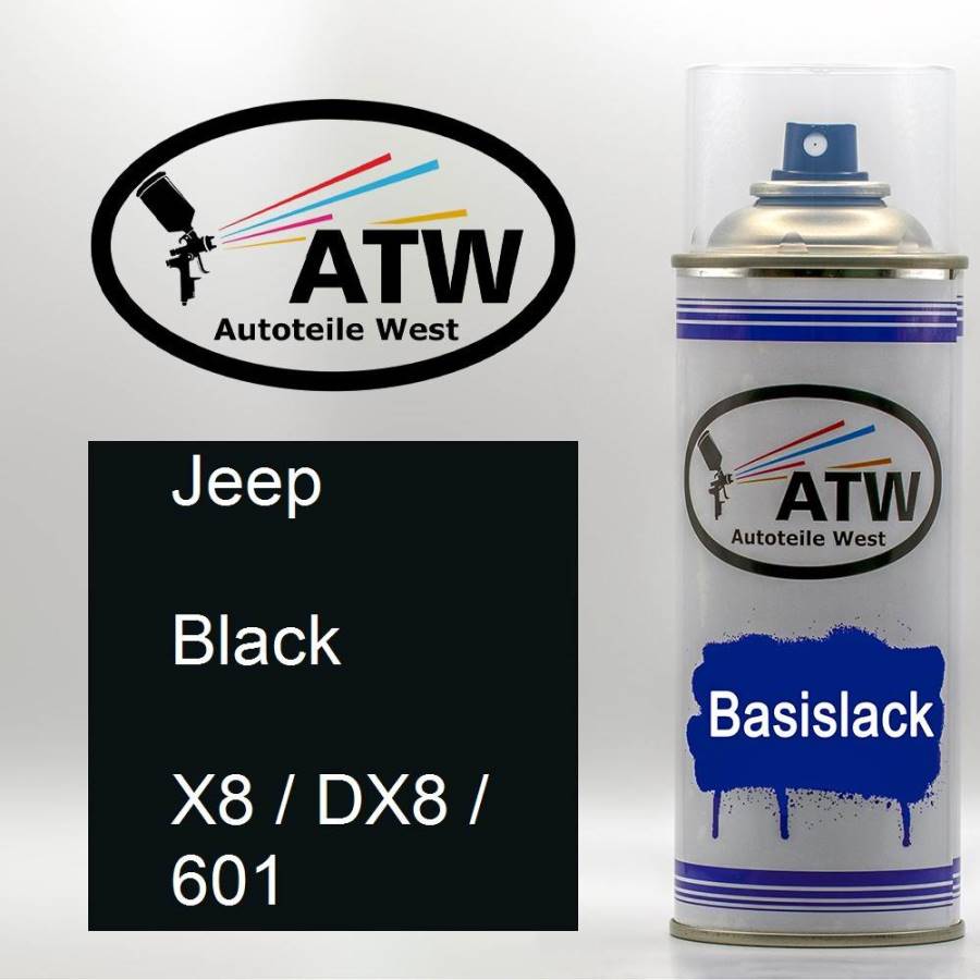 Jeep, Black, X8 / DX8 / 601: 400ml Sprühdose, von ATW Autoteile West.